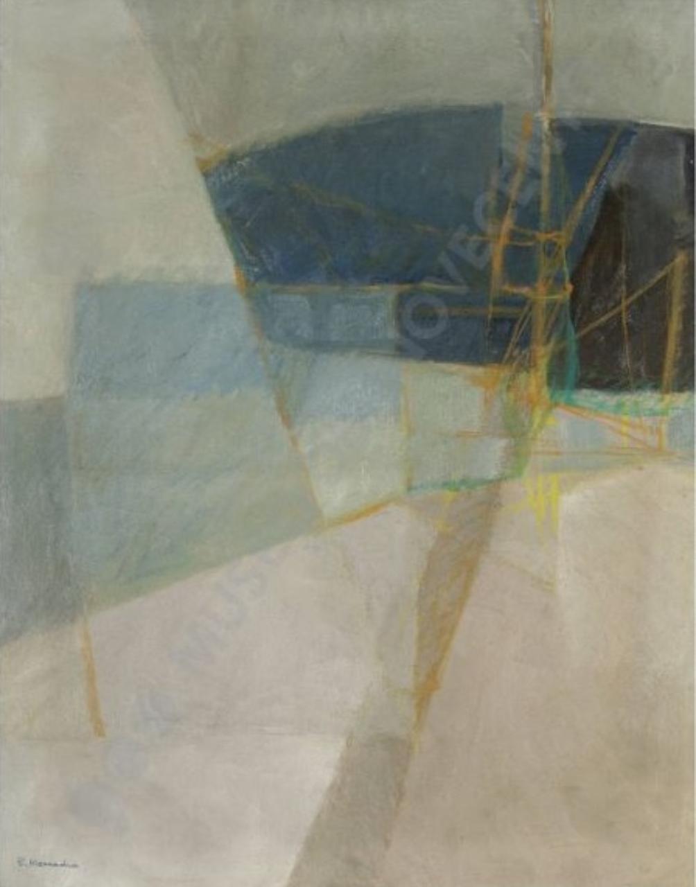 Armatura azzurra, composizione astratta (dipinto) di Mezzadra, Elena (sec. XX)