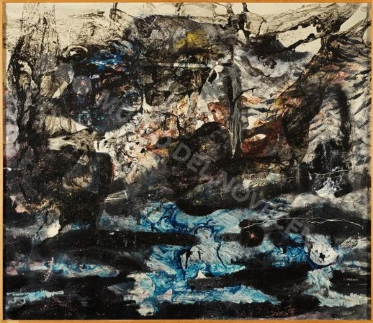 La Battaglia di Lepanto, Laguna e catrame, composizione astratta (dipinto) di Mariani Travi, Leonardo (sec. XX)