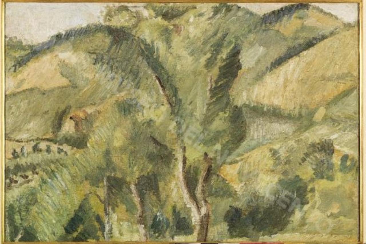 Paesaggio, paesaggio con alberi (dipinto) di Morandi, Giorgio (sec. XX)