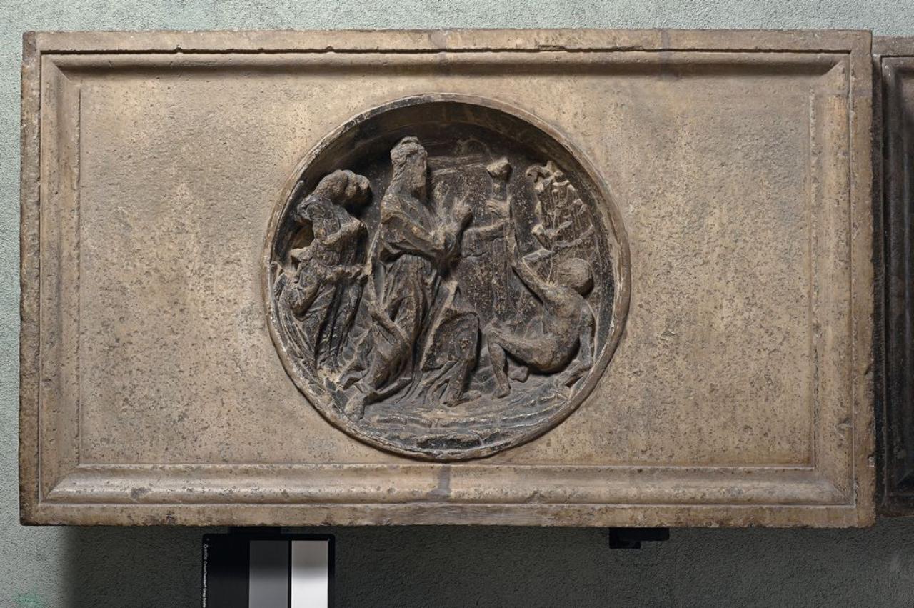 Creazione di Adamo (lastra, rilievo) di Amadeo, Giovanni Antonio (ultimo quarto sec. XV)