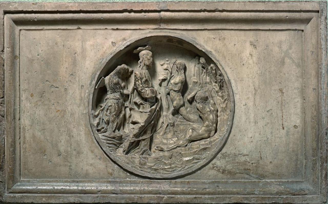 Creazione di Eva (lastra, rilievo) di Amadeo, Giovanni Antonio (ultimo quarto sec. XV)