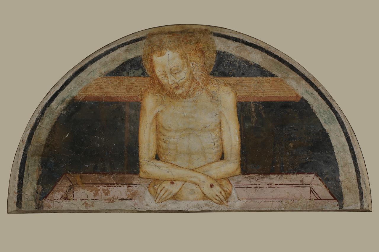 Imago pietatis, CRISTO NEL SEPOLCRO (dipinto) di Michelino da Besozzo - ambito lombardo (inizio sec. XV)