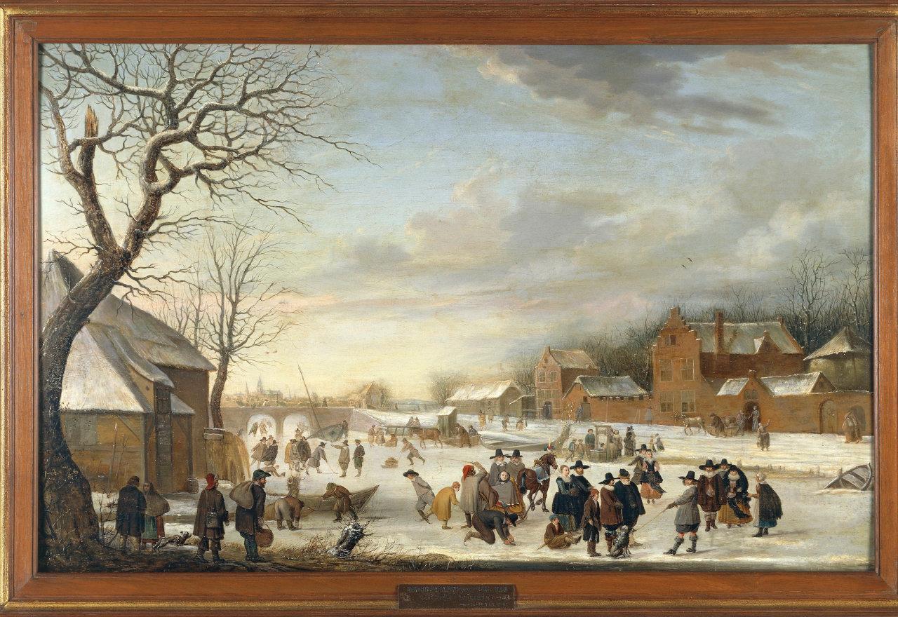Paesaggio invernale con pattinatori, paesaggio invernale (dipinto) di Avercamp, Barent (sec. XVII)