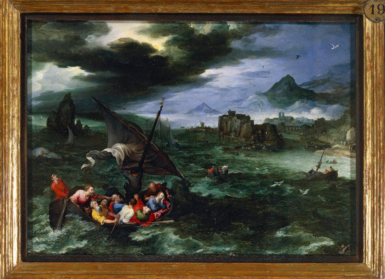 Gesù e gli apostoli sul lago di Tiberiade, Gesù e gli apostoli sul lago di Tiberiade (dipinto) di Brueghel, Jan il Vecchio (sec. XVI)