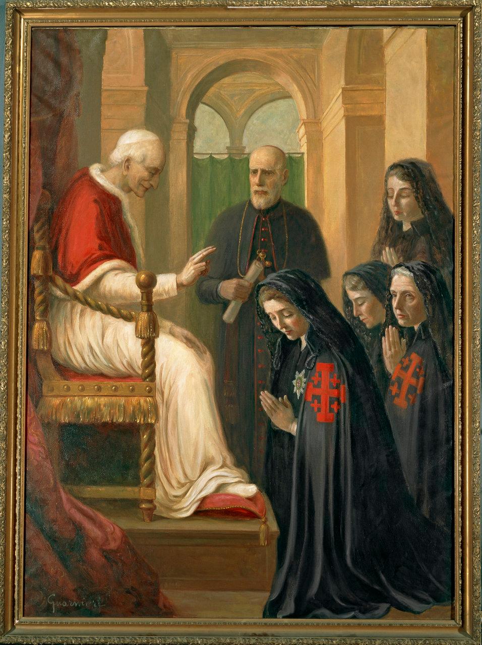 Leone XIII istituisce formalmente le dame del Santo Sepolcro, Leone XIII istituisce le dame del Santo Sepolcro (dipinto) di Guarnieri, Carlo (prima metà sec. XX)