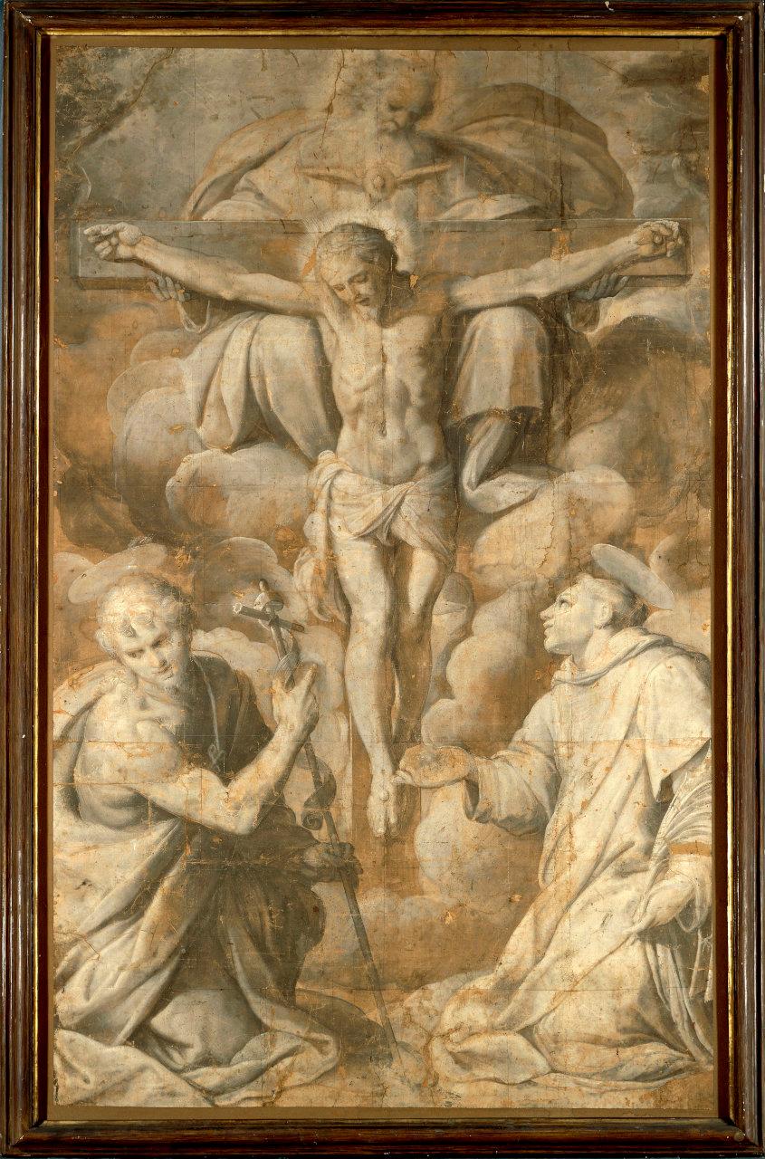 Trinità con i Santi Giovanni Battista e Stefano, Trinità con Santo Stefano e San Giovanni Battista (dipinto) di Procaccini, Camillo (inizio sec. XVII)
