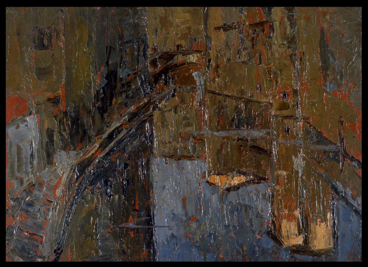 Case di sera (Venezia), Paesaggio con architetture (dipinto) di Cinotti, Guido (sec. XX)