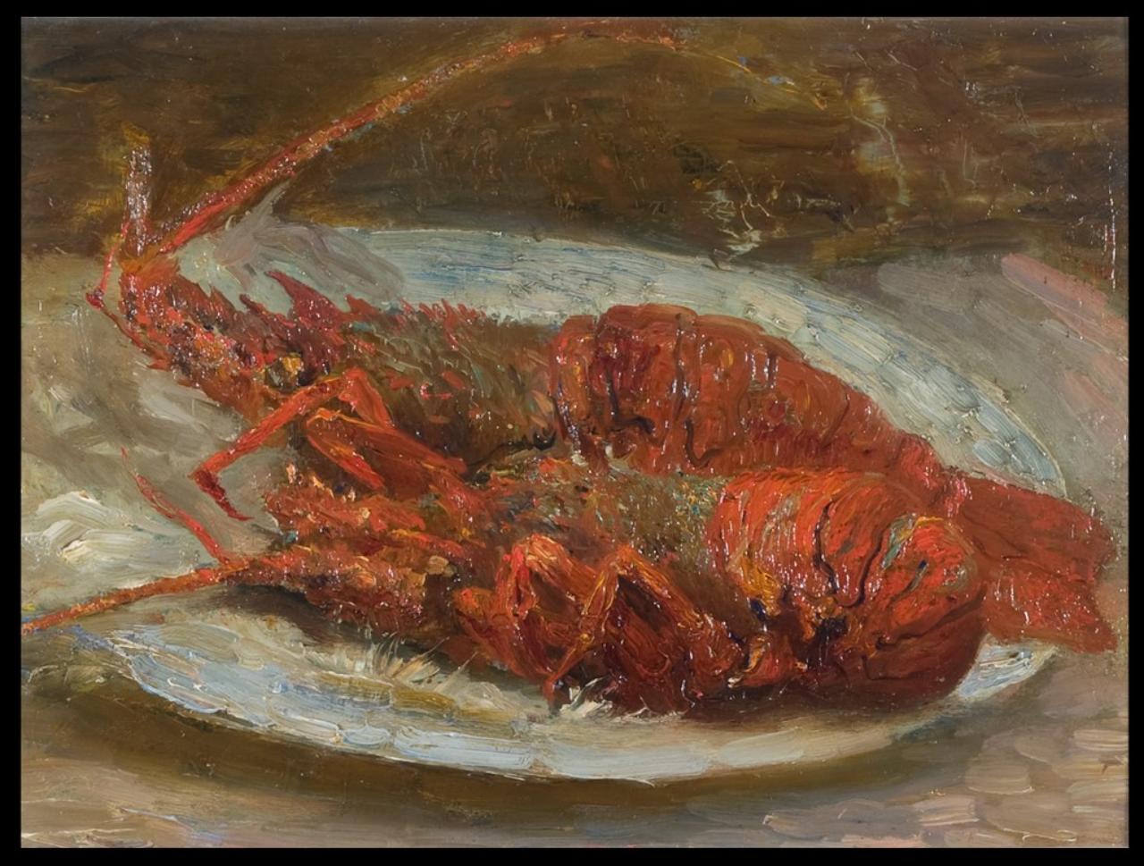 Aragoste, Natura morta con pesci (dipinto) di Cinotti, Guido (sec. XX)