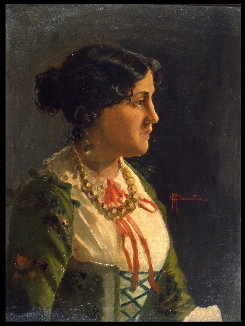 Figura di donna, Figura femminile (dipinto) di Clementino M. (sec. XIX)