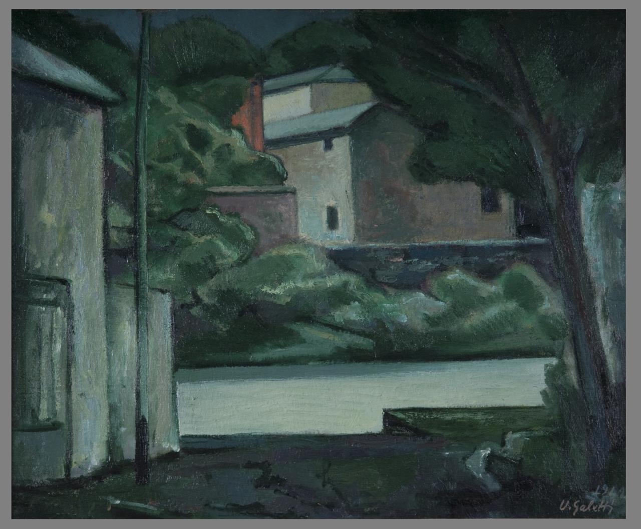 Temporale sul Lambro, Paesaggio fluviale (dipinto) di Galetti, Ugo (sec. XX)