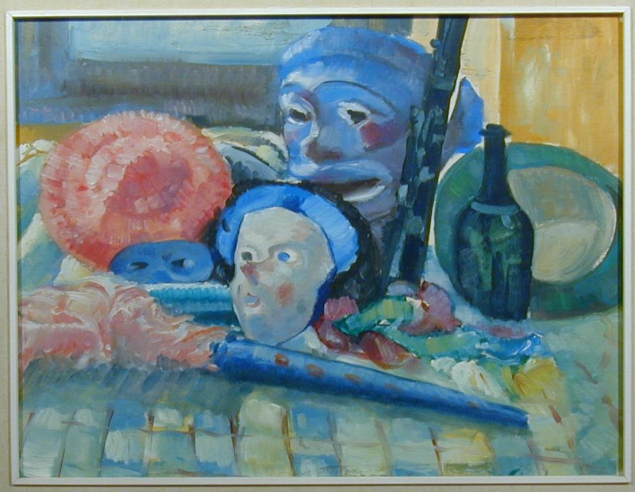 Le maschere, Maschere (dipinto) di Ignoto (allievo della Scuola Borsa) (terzo quarto sec. XX)