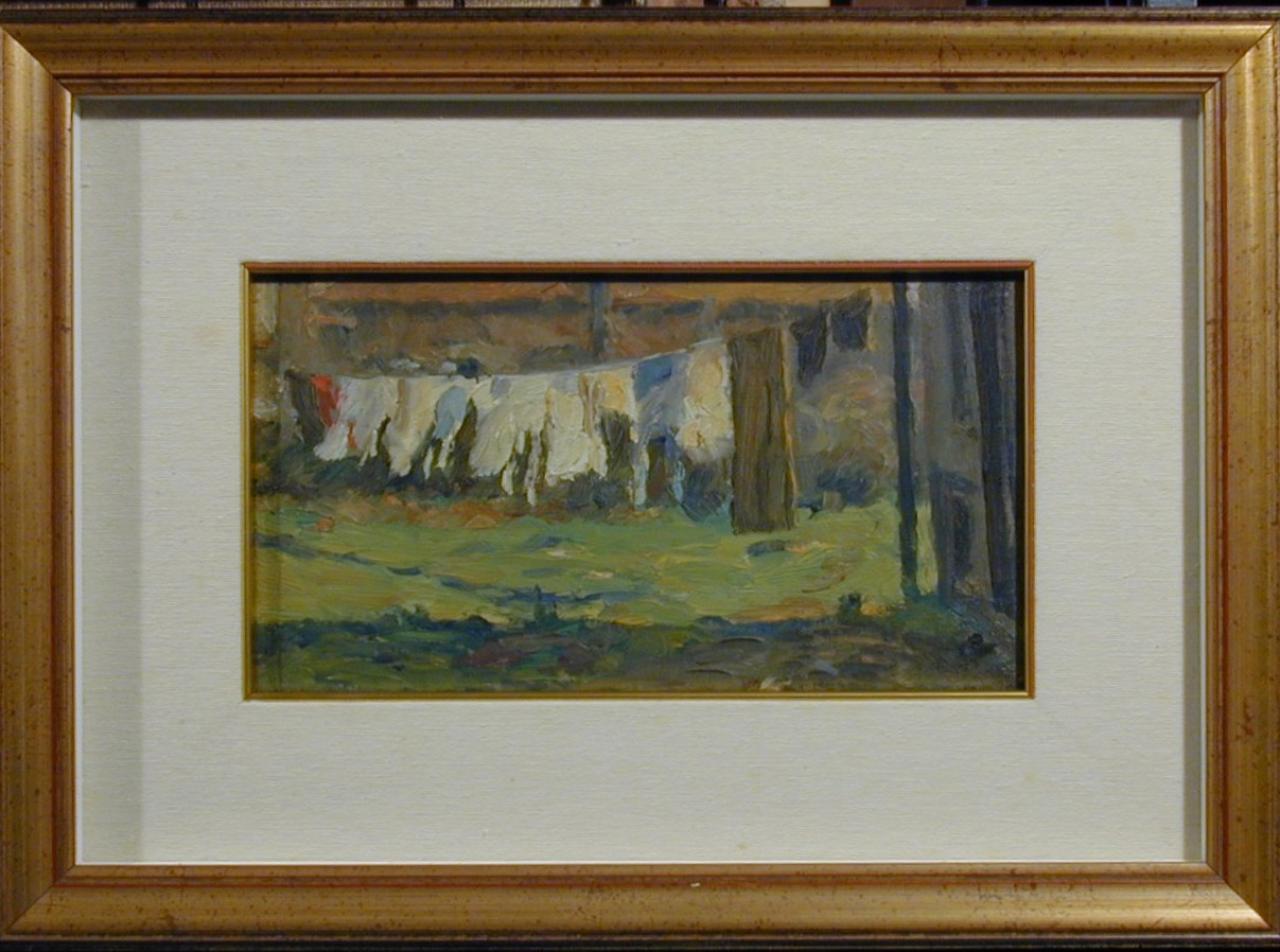 Biancheria stesa, Scena di vita quotidiana (dipinto) di Ignoto (sec. XX)