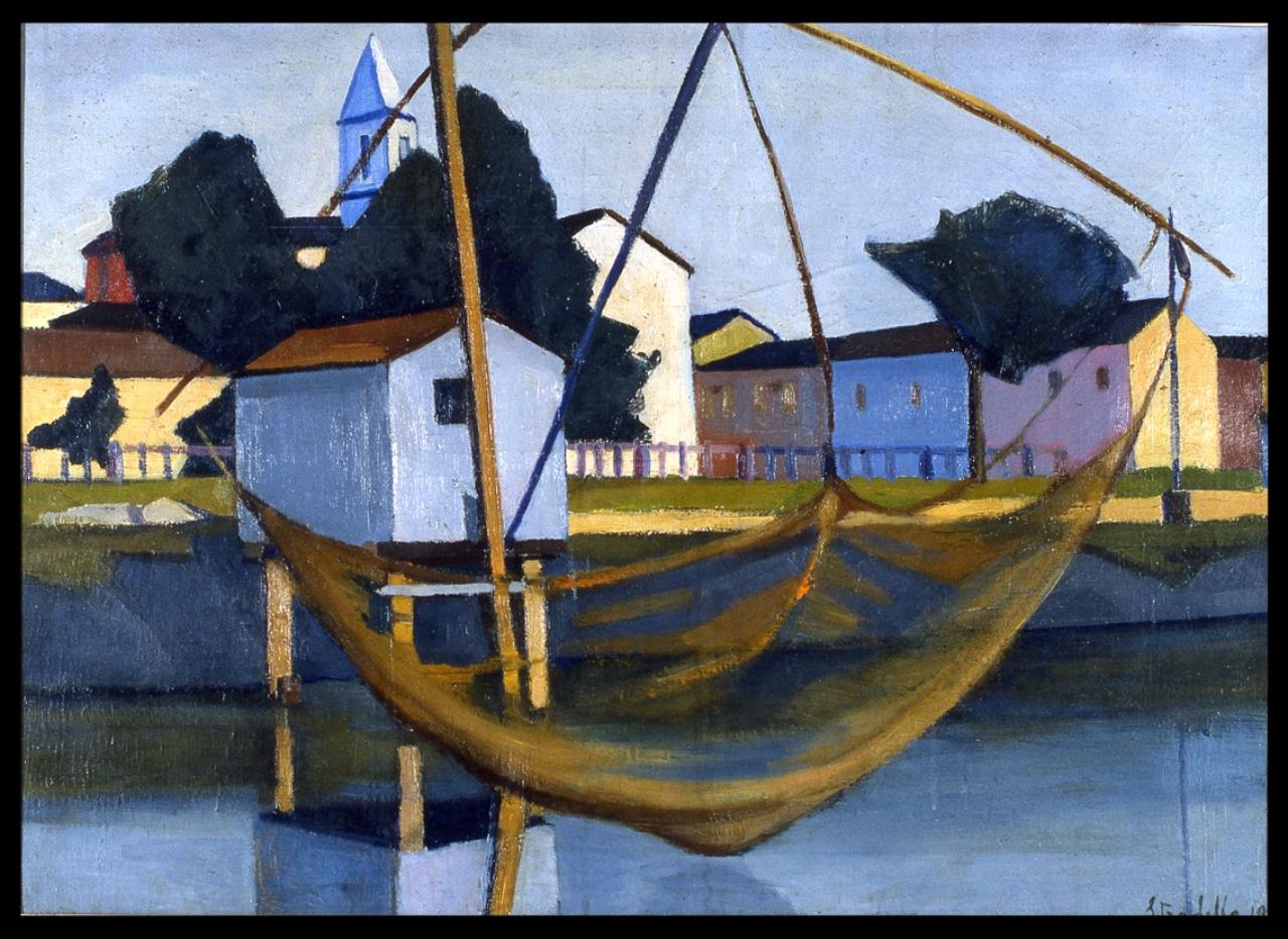 La Calanca, Paesaggio marino (dipinto) di Stradella Luigi (sec. XX)