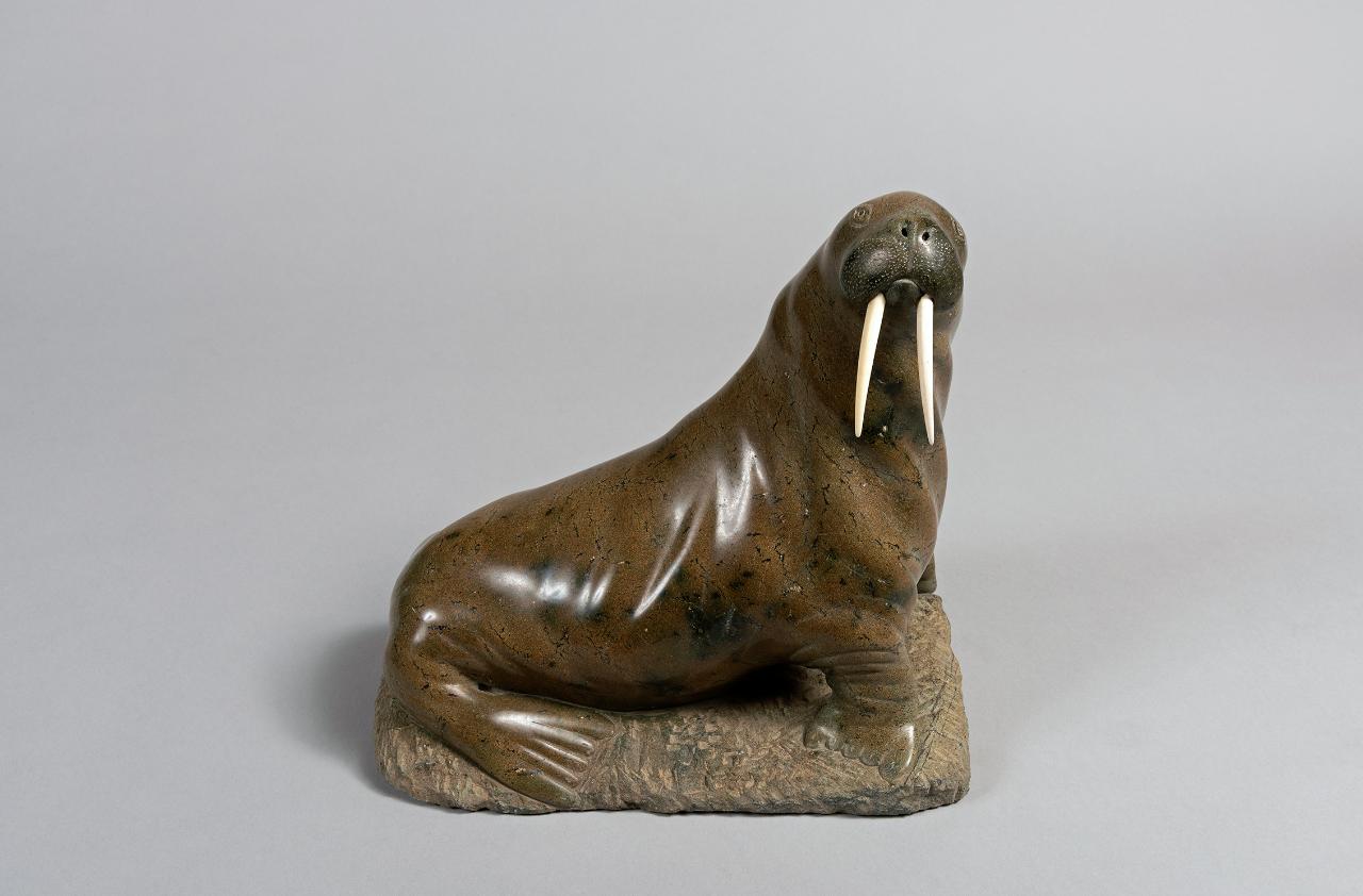 Tricheco (aiviq), tricheco (scultura) di Simeonie Keenainak (?); Seemeonie - popolazione Inuit (seconda metà sec. XX)