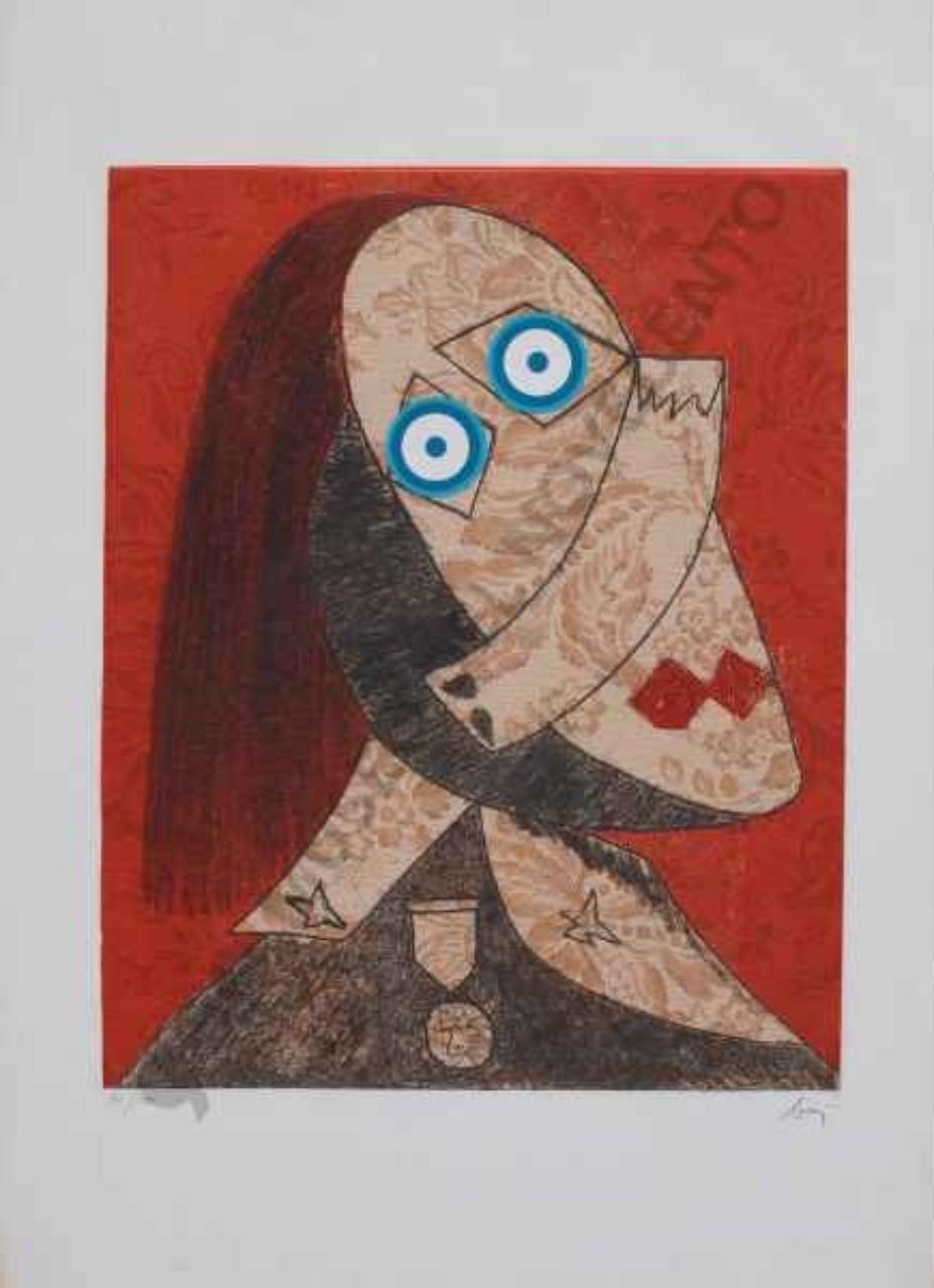 Buste de femme, Figura femminile (acquaforte) di Baj, Enrico (sec. XX)