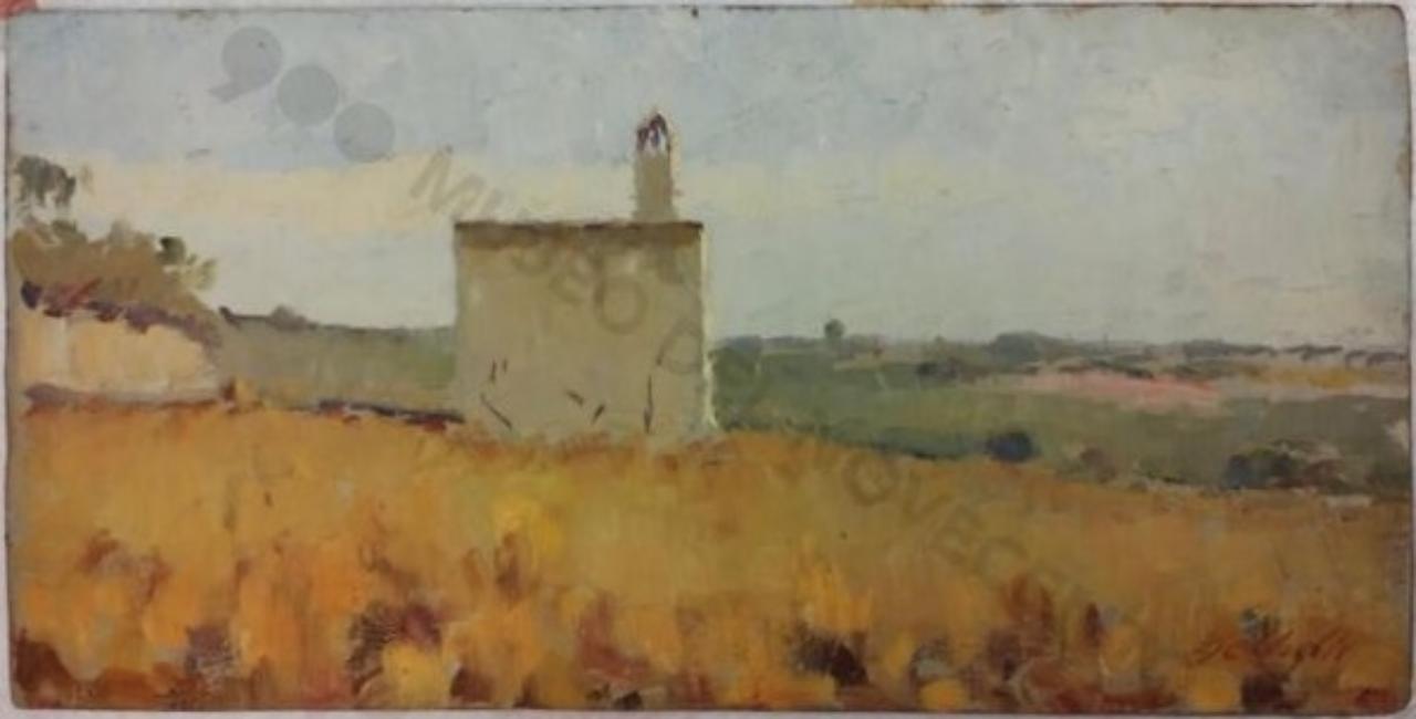 Paesaggio pugliese, veduta (dipinto) di De Ceglie, Mauro (sec. XX)