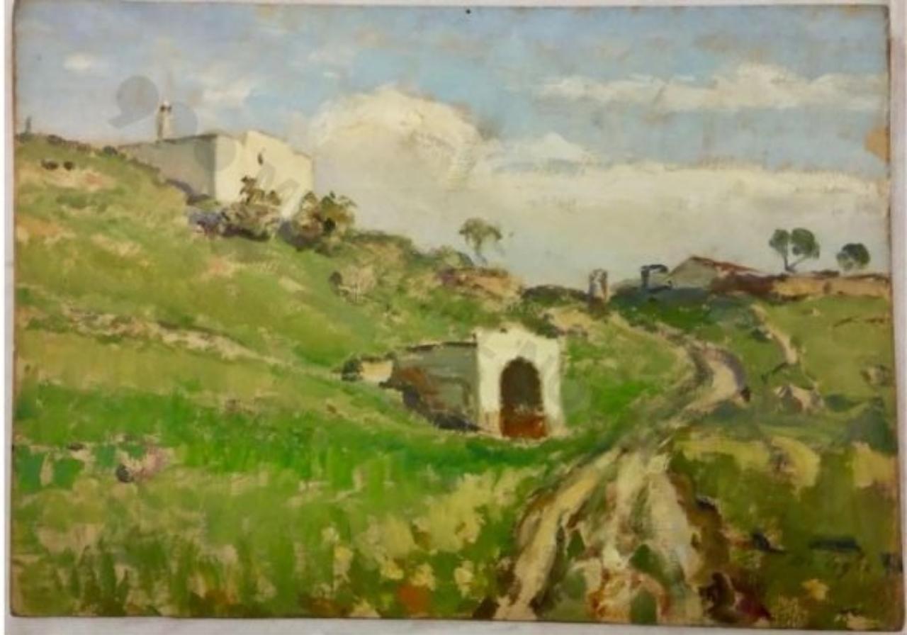 La valle di Canne, veduta (dipinto) di De Ceglie, Mauro (sec. XX)