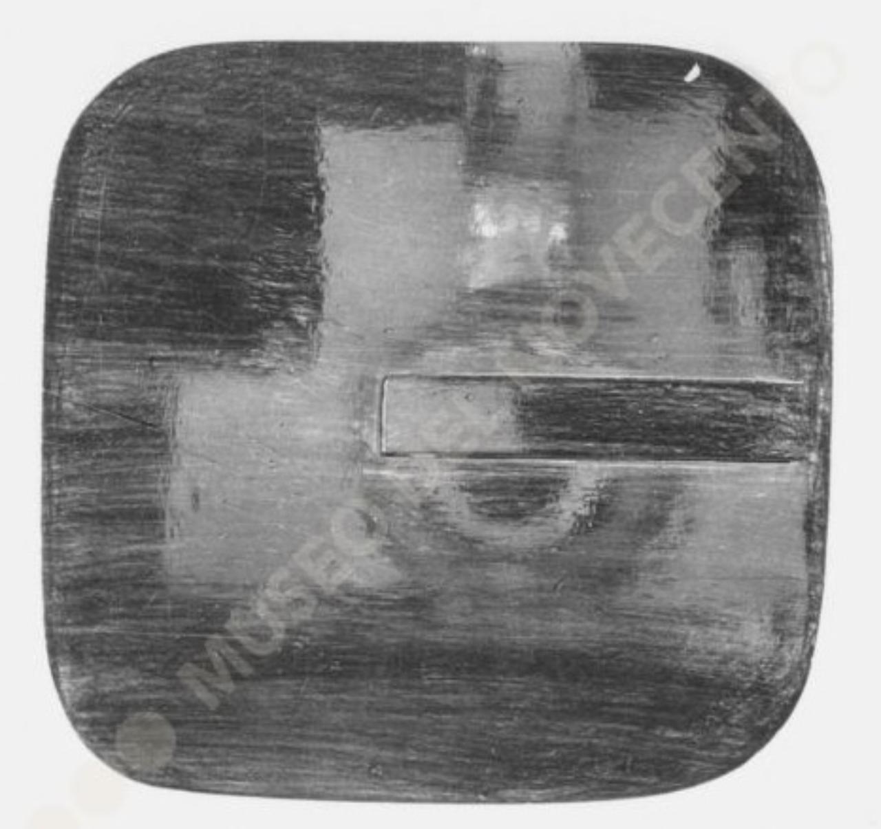 Medaglia quadrata tagliata, composizione astratta (bassorilievo) di Guerrini, Lorenzo (seconda metà sec. XX)