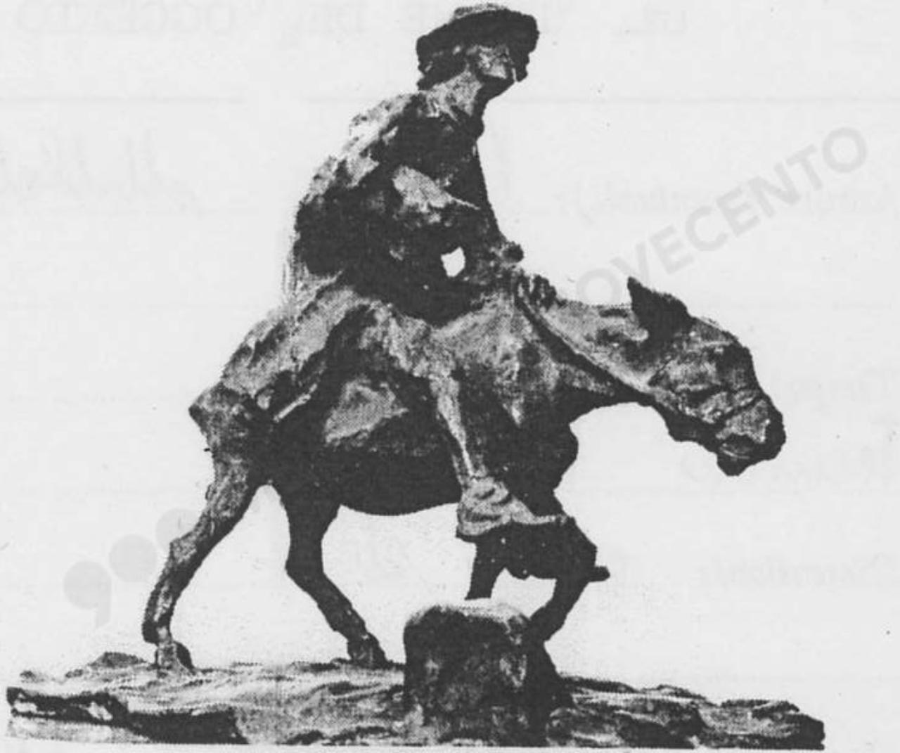 Fraa Condutt, cavallo e cavaliere (scultura) di Vedani, Michele (sec. XX)