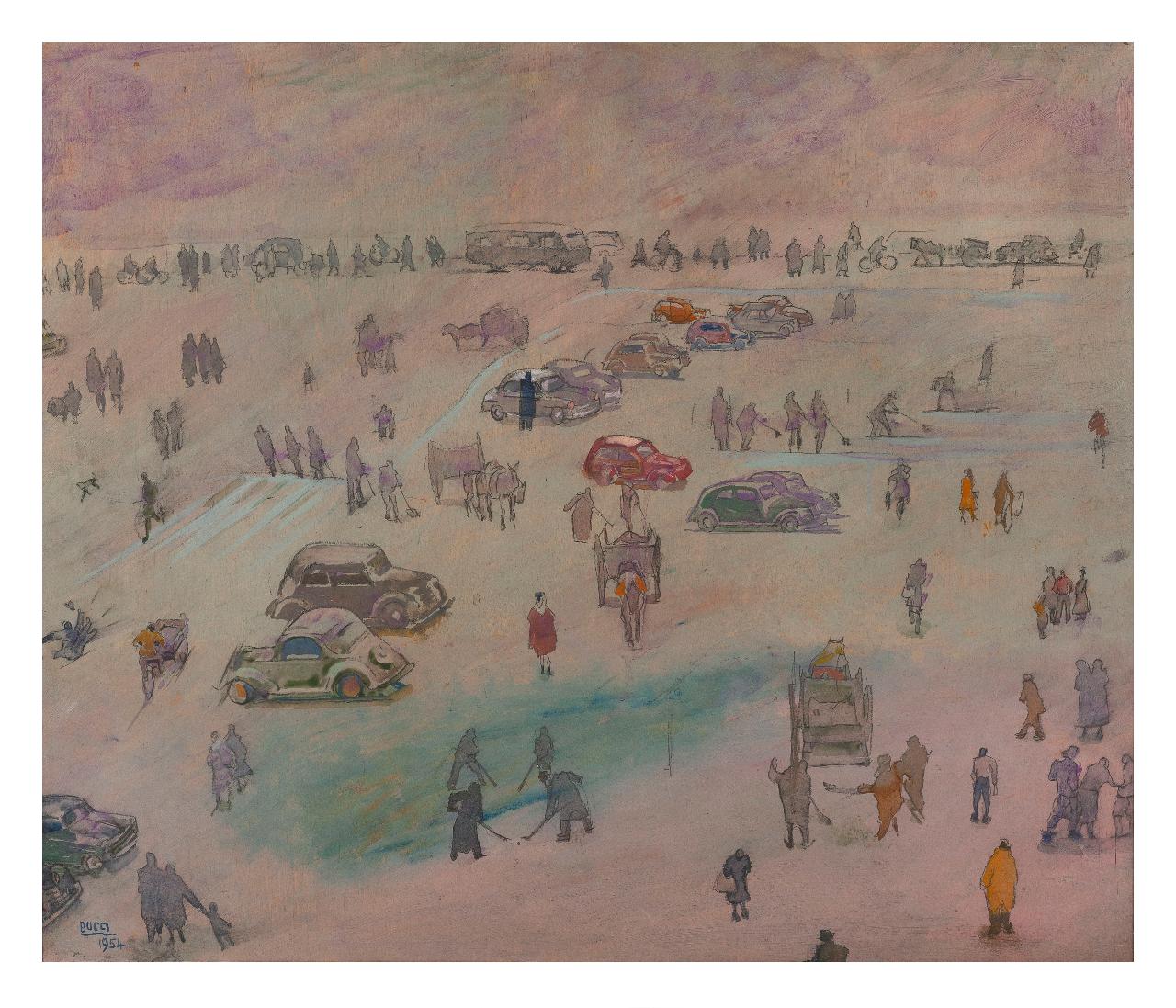 Sulla neve, veduta urbana (dipinto) di Bucci, Anselmo (sec. XX)