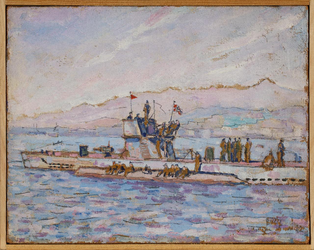 Il sommergibile germanico, Paesaggio marino (dipinto) di Bucci, Anselmo (sec. XX)