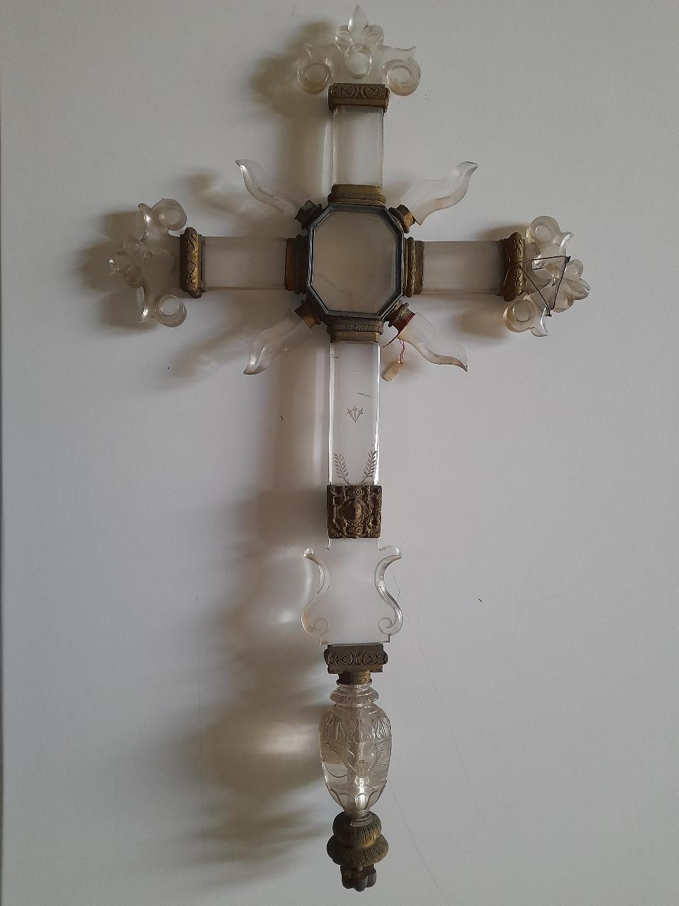 croce reliquiario in cristallo (croce processionale) - ambito lombardo (sec. XVII)