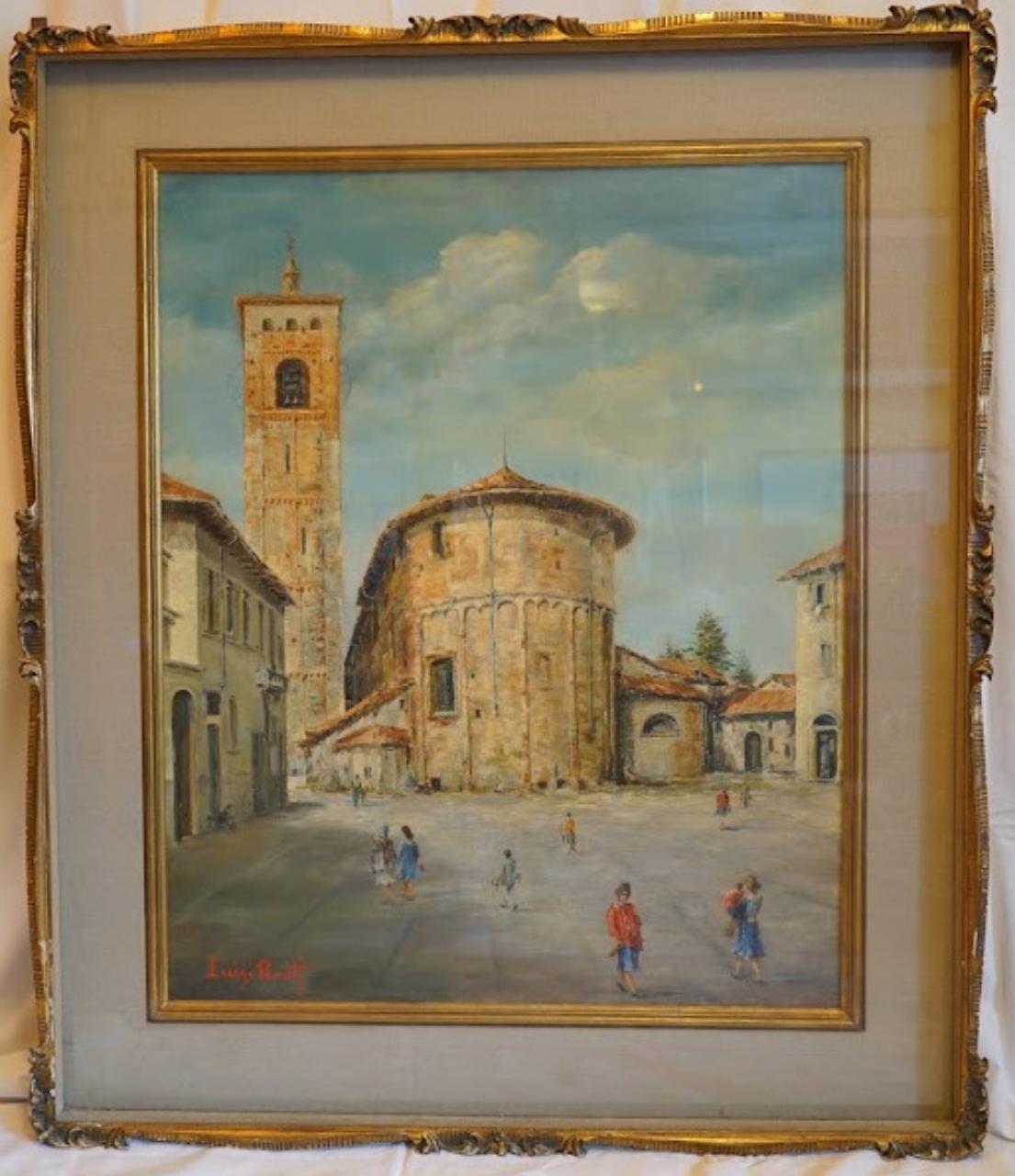 Vimercate - Chiesa Parrocchiale di S. Stefano (abside e torre), opera isolata (dipinto) di Penati, Luigi (seconda metà sec. XX)