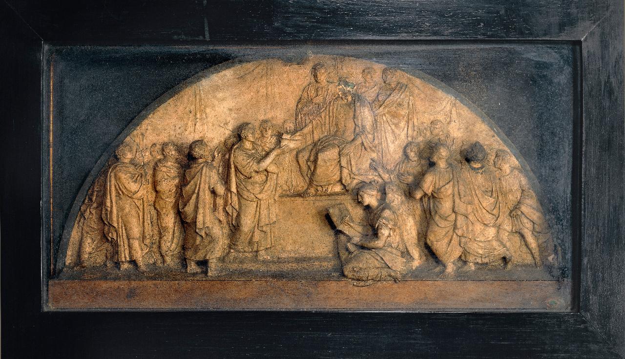 Promulgazione del decreto di Francesco I Imperatore, promulgazione del decreto di Francesco I Imperatore (rilievo) di Manifattura Strazza e Thomas ((?)) (prima metà sec. XIX)