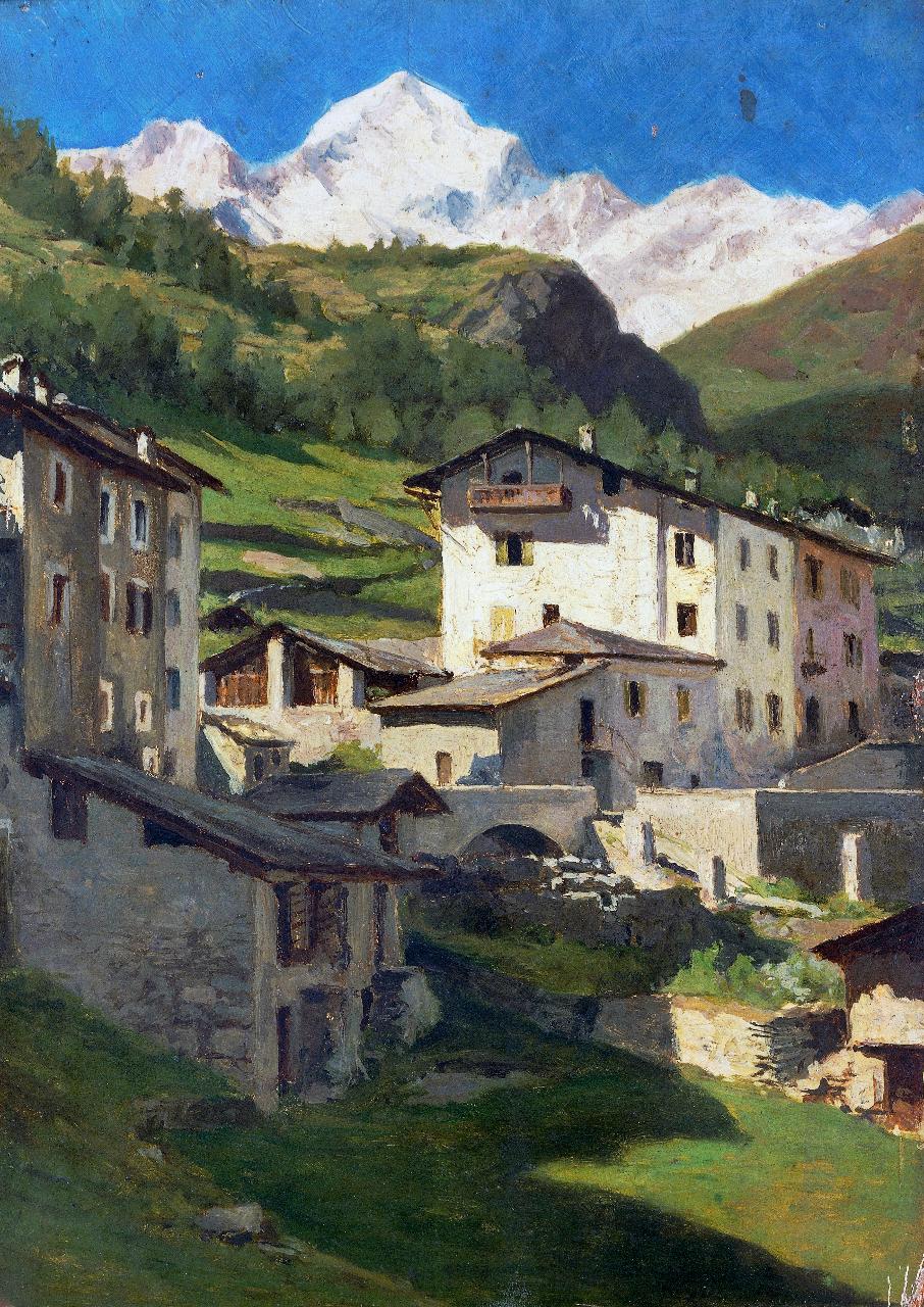 Paesaggio alpino (Macugnaga), paesaggio alpino (Macugnaga) (dipinto) - ambito Italia settentrionale (seconda metà sec. XIX)