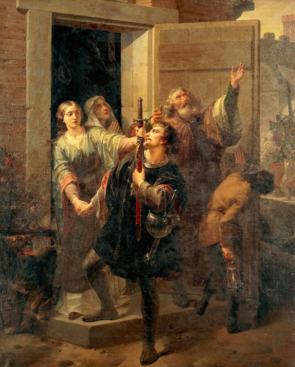 Lega lombarda o Scena storica, lega lombarda o scena storica (dipinto) di Arienti, Francesco ((?)) - ambito lombardo (prima metà sec. XIX)