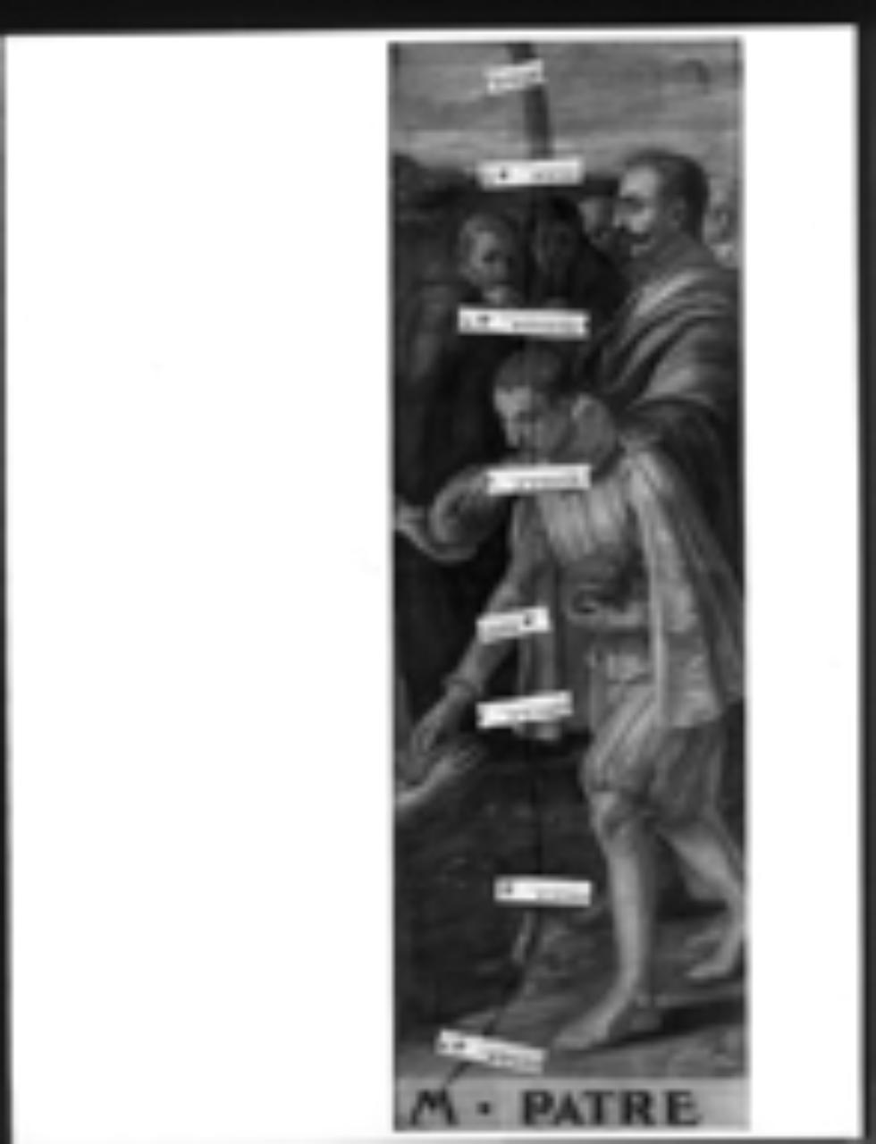 Cartone per la vetrata di S. Carlo Borromeo nel Duomo di Milano, la distribuzione del pane ai poveri di Arona (dipinto) di Buffa, Giovanni (prima metà sec. XX)