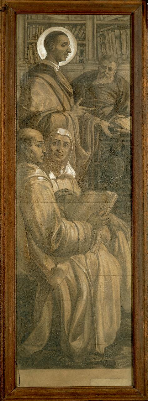 Cartone per la vetrata di S. Carlo Borromeo nel Duomo di Milano, le notti vaticane (dipinto) di Buffa, Giovanni (prima metà sec. XX)