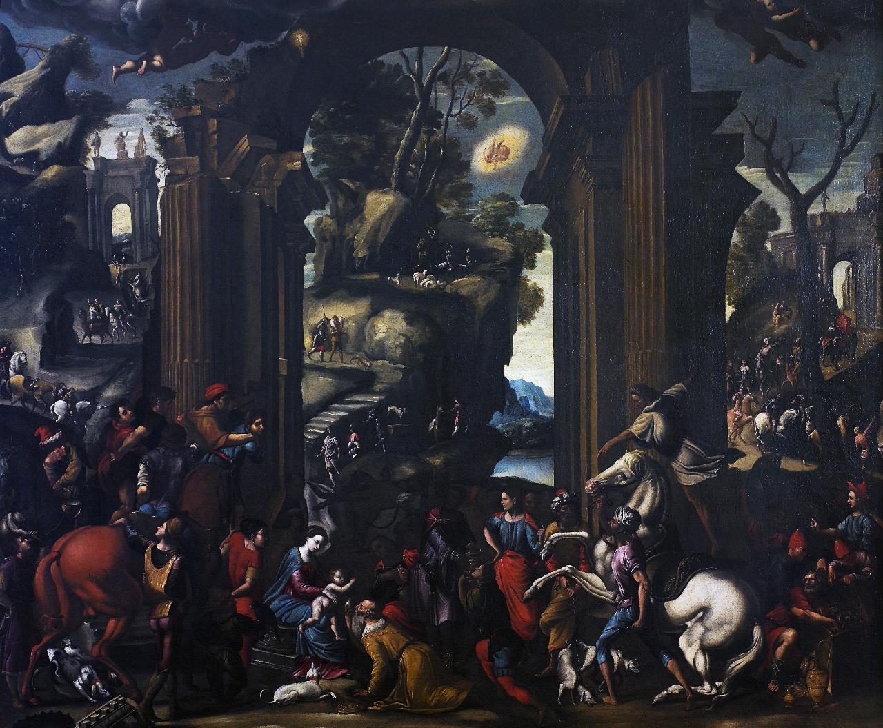 Adorazione dei Magi, adorazione dei Magi (dipinto) di Gargiulo, Domenico detto Micco Spadaro (sec. XVII)