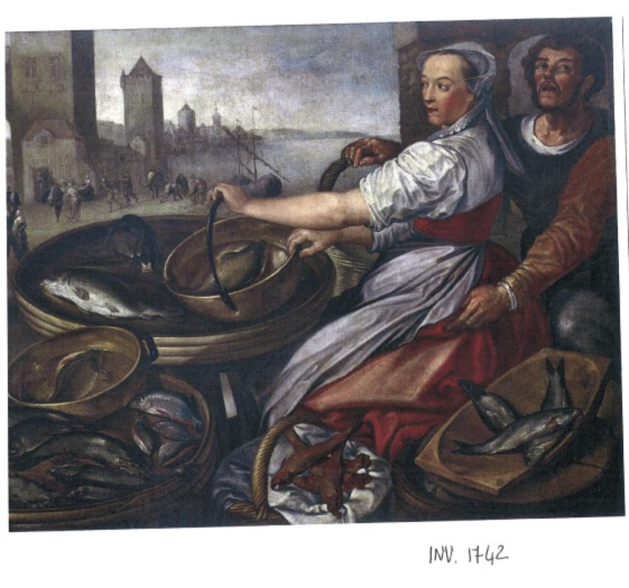 Mercato del pesce, mercato del pesce (dipinto) di Beuckelaer, Joachim (maniera) (secc. XVI/ XVII)