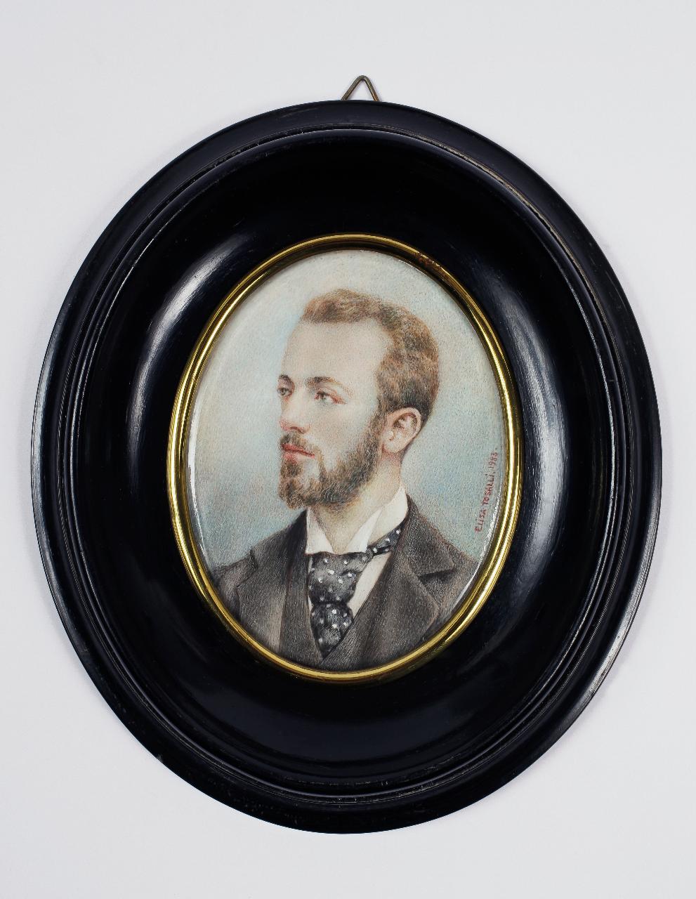 Ritratto giovanile di Leone Sinigaglia, Ritratto giovanile di Leone Sinigaglia (miniatura) di Tosalli, Elisa (seconda metà sec. XIX)