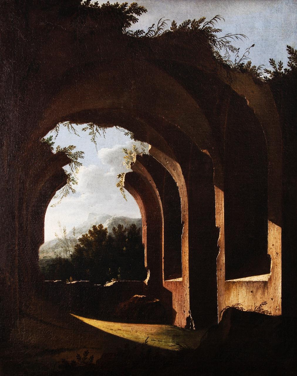 Paesaggio con rovine, paesaggio con rovine (dipinto) di Codazzi, Viviano (seconda metà sec. XVII)