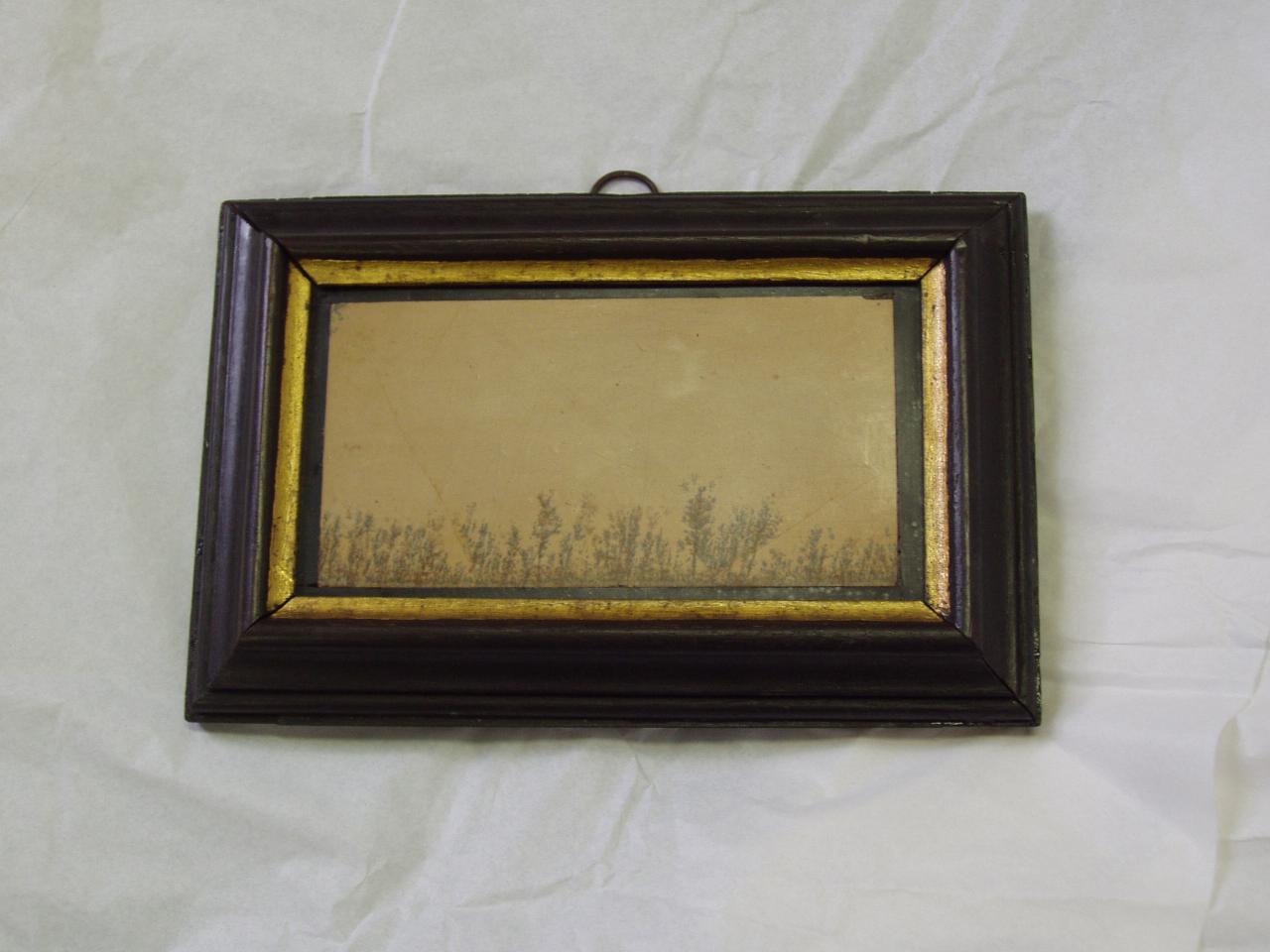 Lastra calcarea con dendriti in cornice lignea (lastra) - n.d. (n.d.)