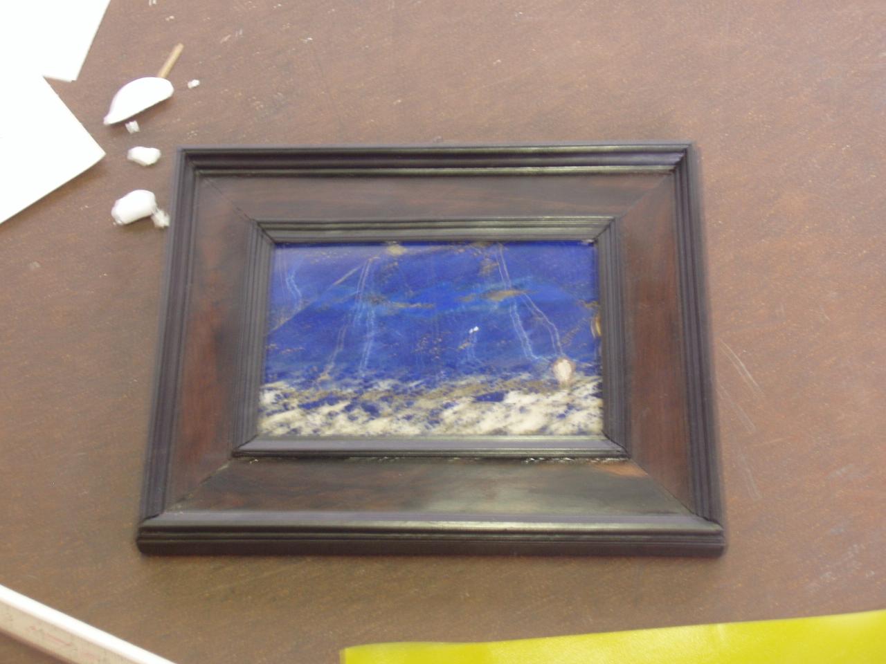 Lastra di lapislazzuli in cornice lignea (lastra) - n.d. (n.d.)