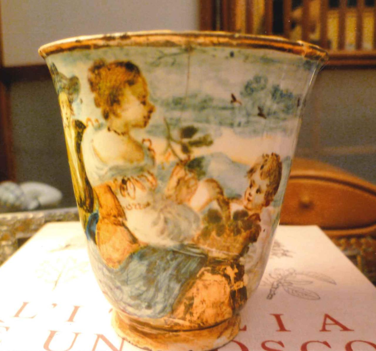 Chicchera con scena campestre (chicchera) - manifattura di Castelli (sec. XVIII)