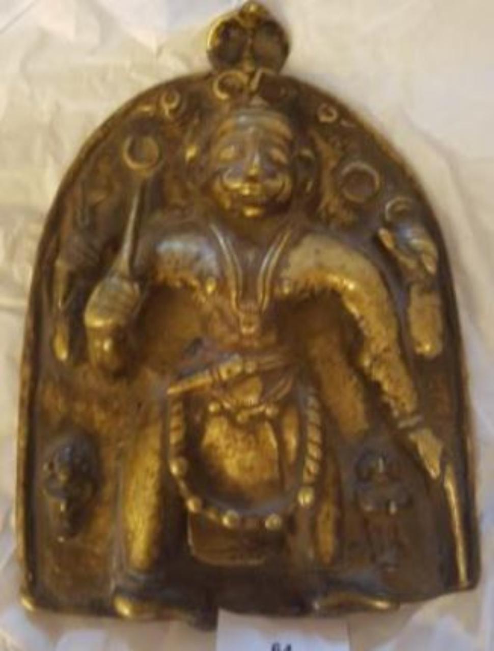 Virabhadra sormontato da naga con figure ai lati (placca) - manifattura del Maharashtra (sec. XVIII)