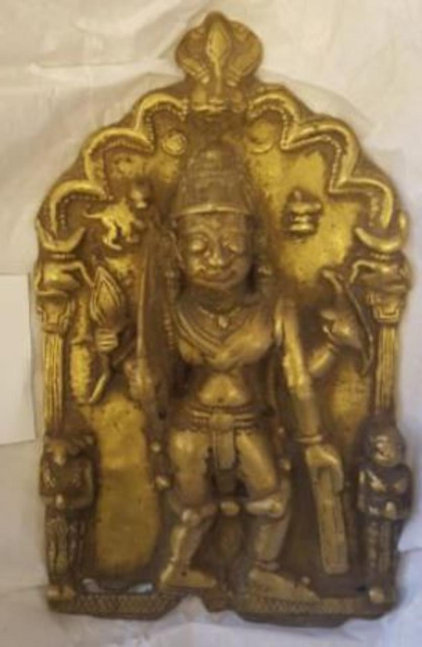 Virabhadra con Nandi lingayoni, Daksha, Sati (placca) - manifattura del Maharashtra (sec. XVIII)