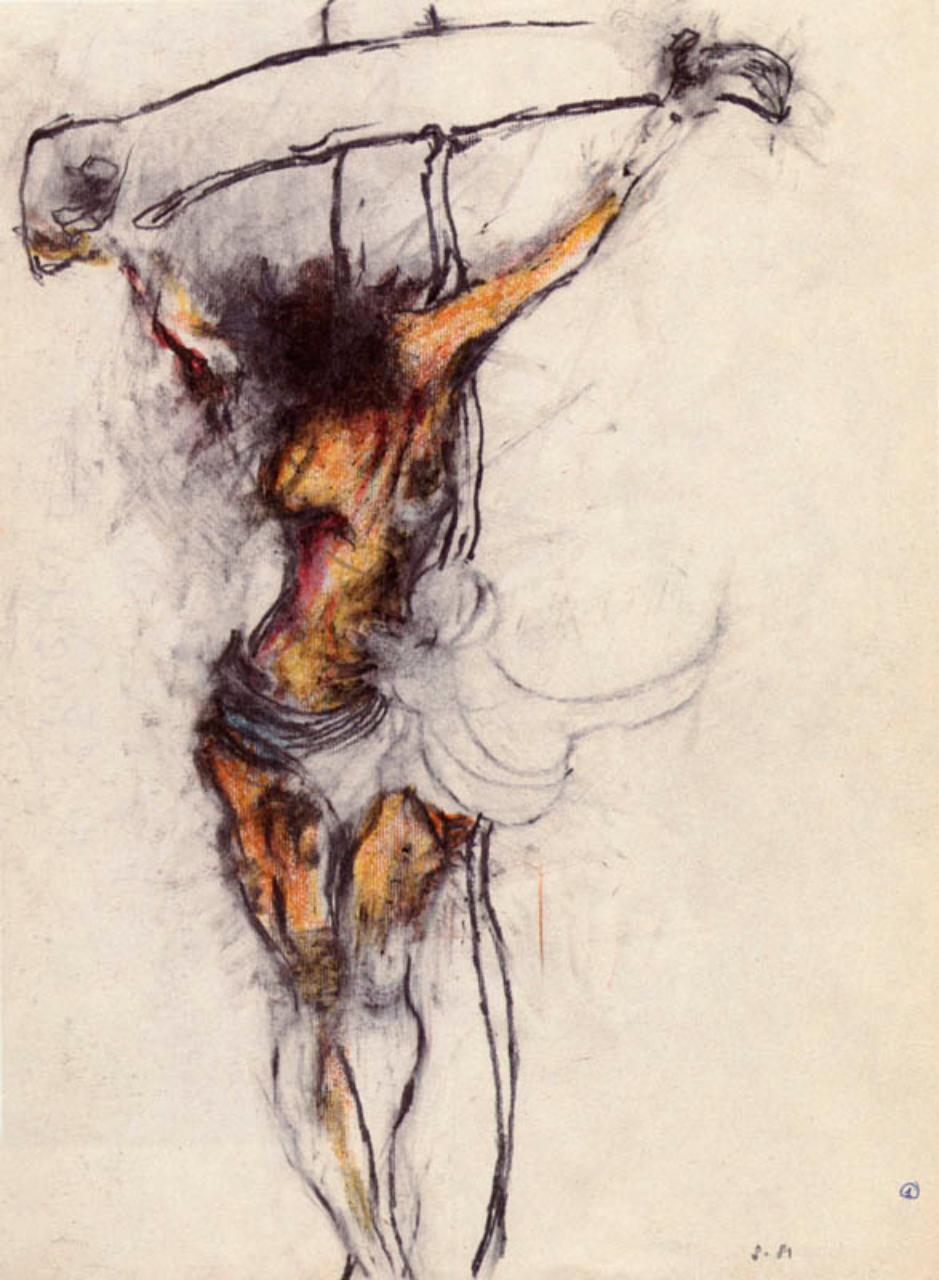 [Crocifissione], crocifissione di Cristo (dipinto) di Testori, Giovanni (ultimo quarto sec. XX)