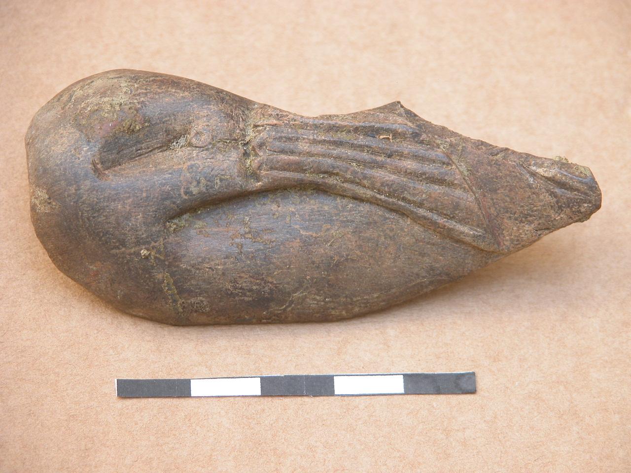 fulcrum di letto/ culmine, a testa ripiegata sul collo di uccello acquatico - età romana imperiale (età romana repubblicana)