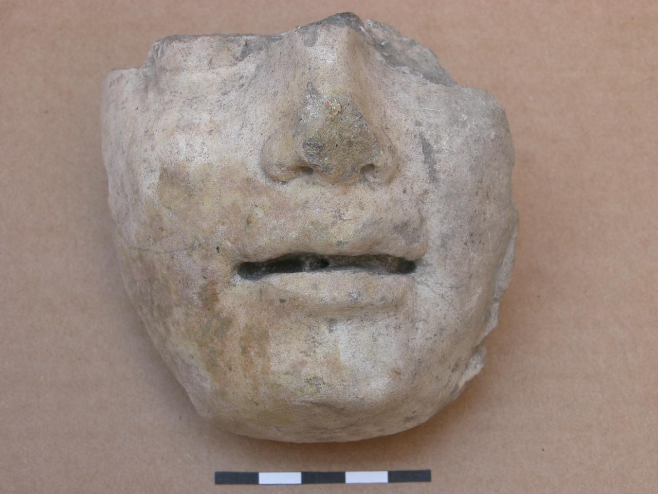 maschera/ frammento - età romana (metà/ metà I sec. a.C. - I sec. d.C.)