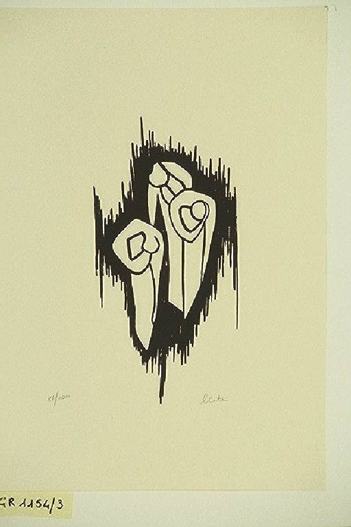 Il guerriero, Composizione di segni direzionali (dipinto) di Dangelo Sergio (fine sec. XX)