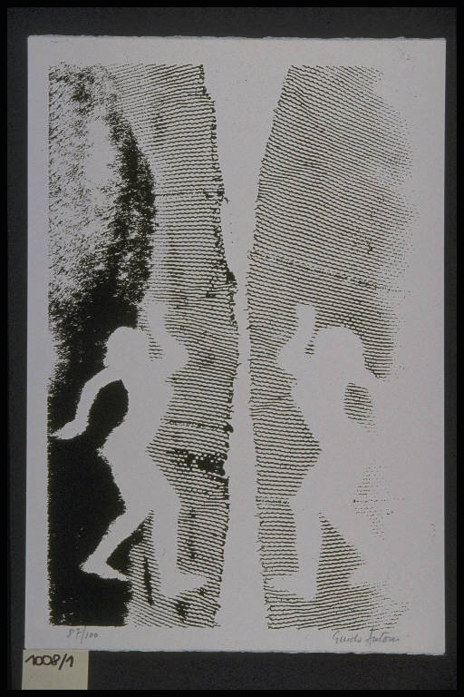Paesaggio con alberi e figura maschile in primo piano (dipinto) di Pieroni Mariano (sec. XX)
