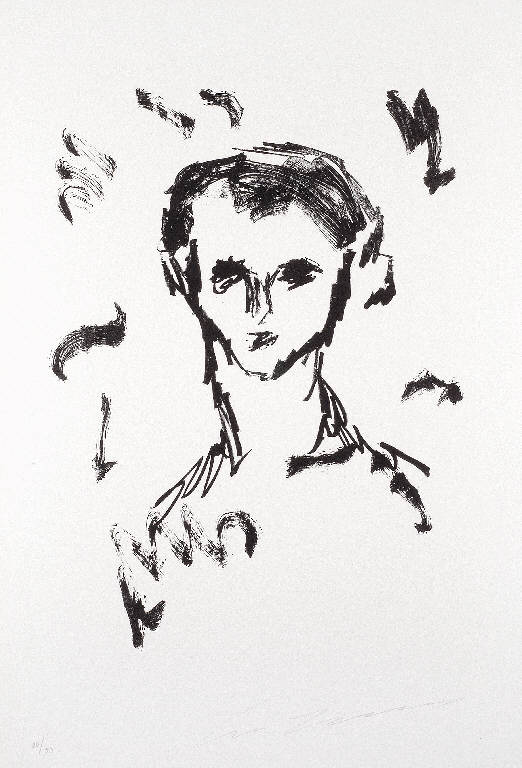 Studio di ragazzo in maschera, Ragazzo in maschera in interno (disegno) di Treccani Ernesto (sec. XX)