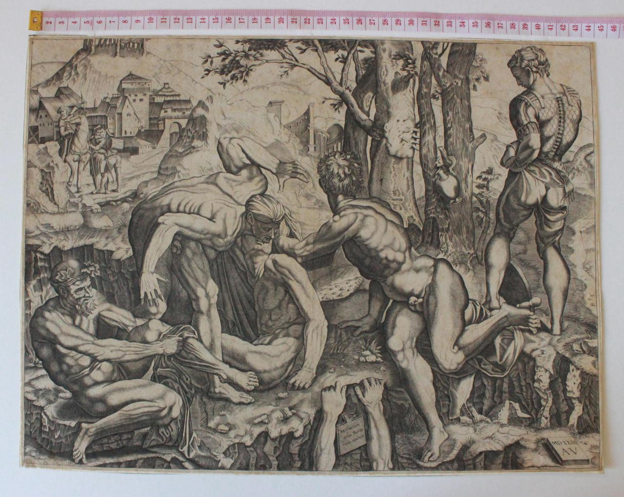 Rissa tra soldati, Soldati che combattono per un tesoro (disegno) - ambito italiano (secc. XVII/ XVIII)