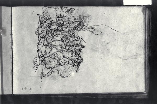 Lotta tra guerrieri (disegno) di Macinata, Giuseppe; Macinata, Giuseppe (secondo quarto sec. XIX)